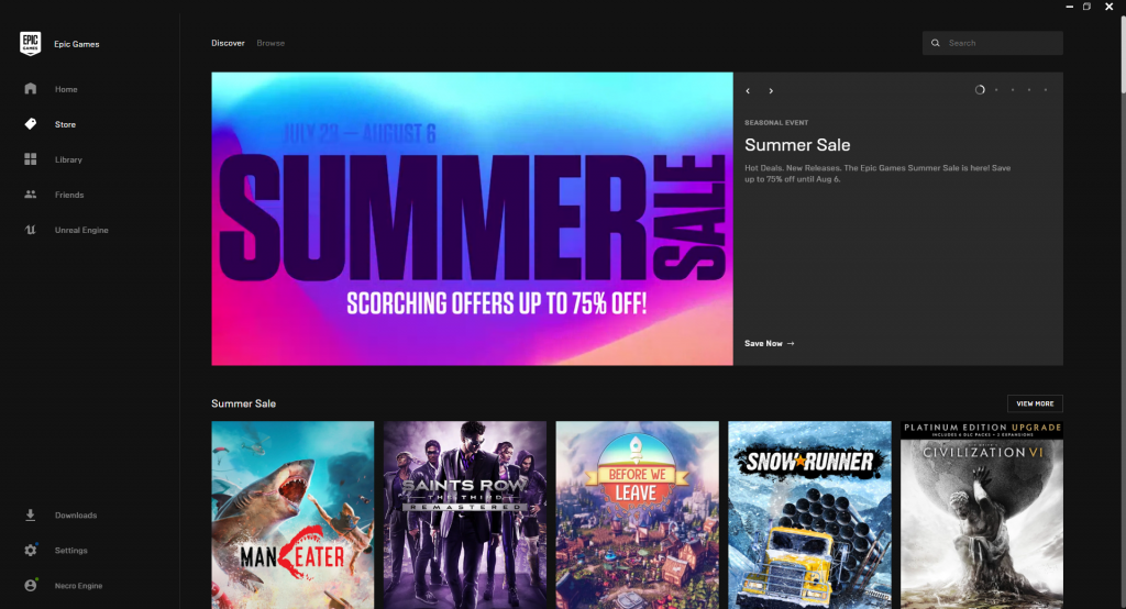 Epic Games Store Game Gratis Summer Sale